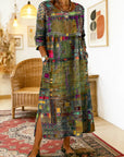 Manuela | Geprinte Jurk met Etnisch Patchwork