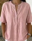Sabine | Effen kleur blouse met halve mouwen