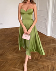 Liora | Elegante Midi Jurk Zonder Schouderbanden