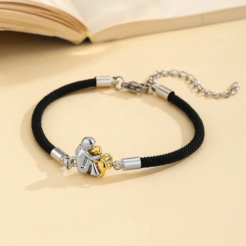 Annamaria | Zwarte armband met mens en
