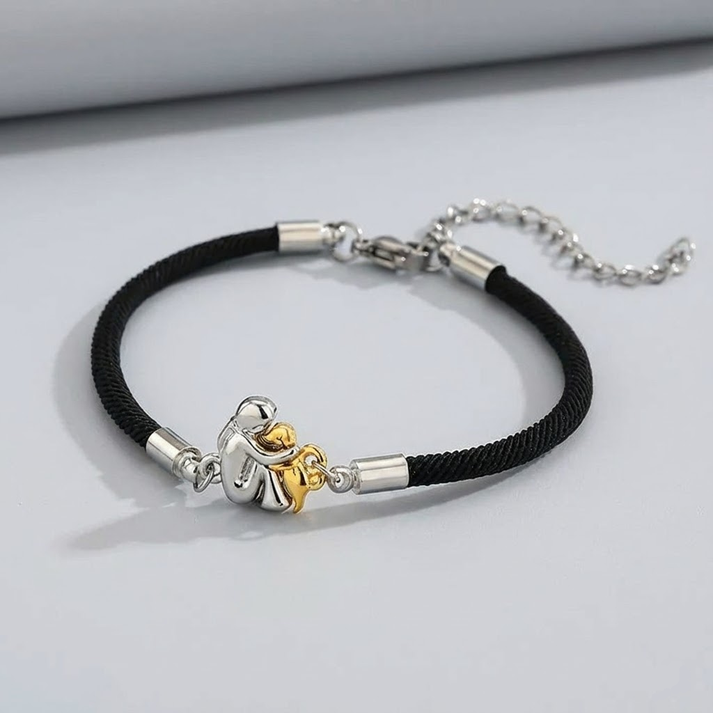 Annamaria | Zwarte armband met mens en
