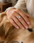 Annabella | Verstelbare zilverkleurige ring met hond