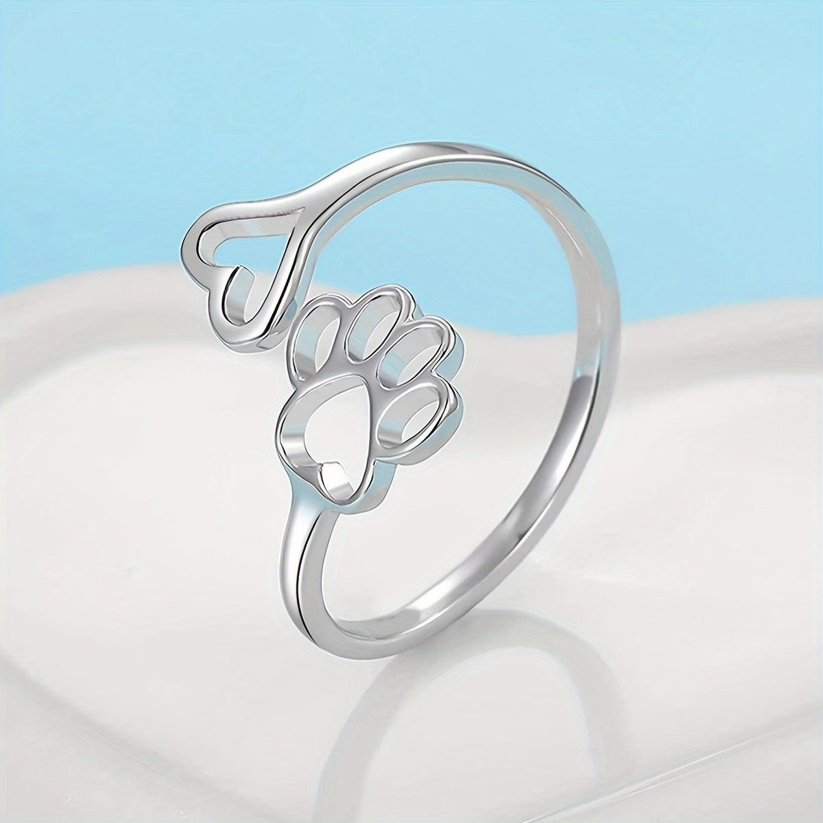 Pernilla | Zilverkleurige ring met pootafdruk