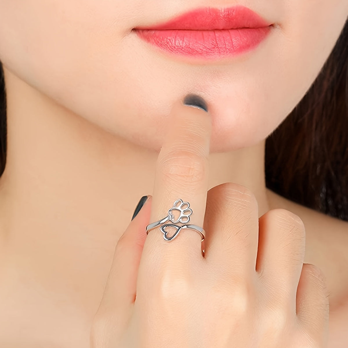 Pernilla | Zilverkleurige ring met pootafdruk