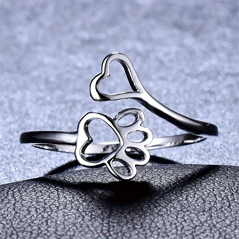 Pernilla | Zilverkleurige ring met pootafdruk