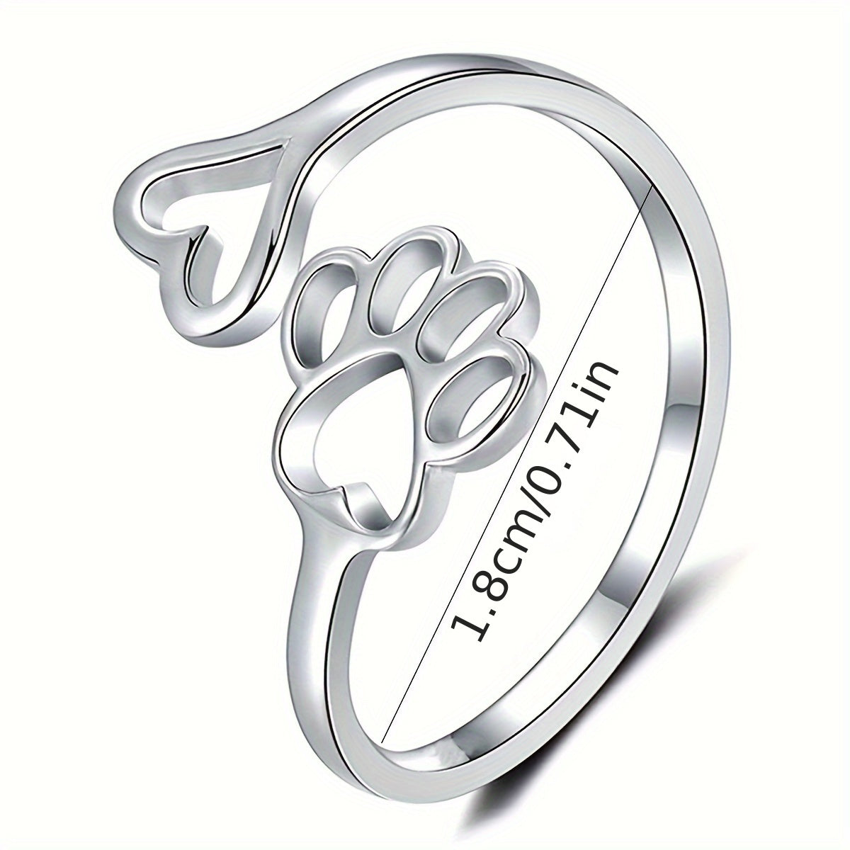 Pernilla | Zilverkleurige ring met pootafdruk