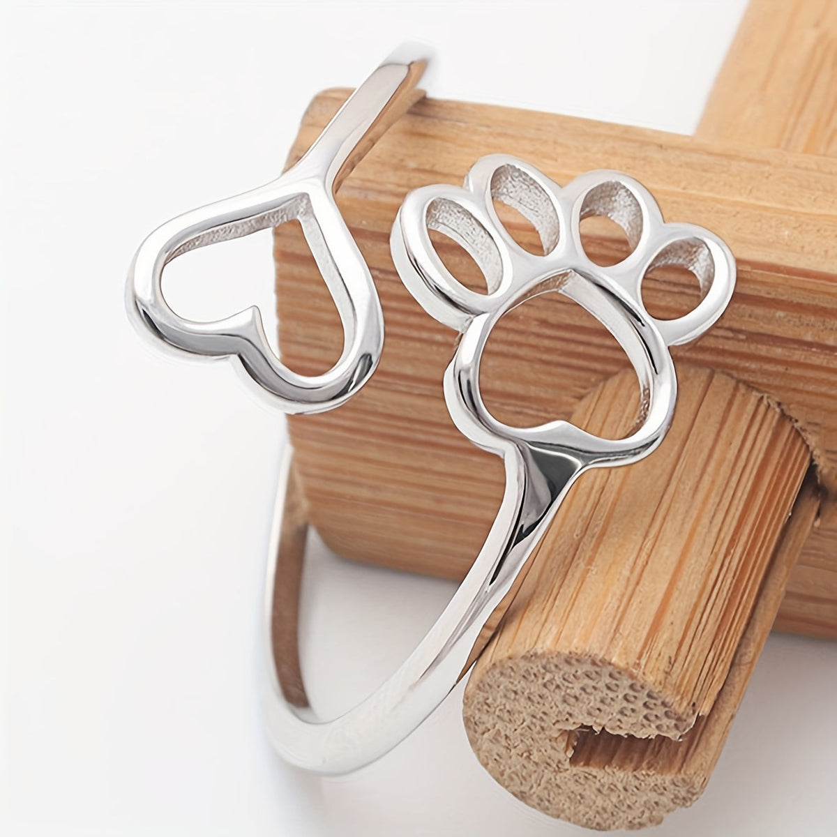 Pernilla | Zilverkleurige ring met pootafdruk