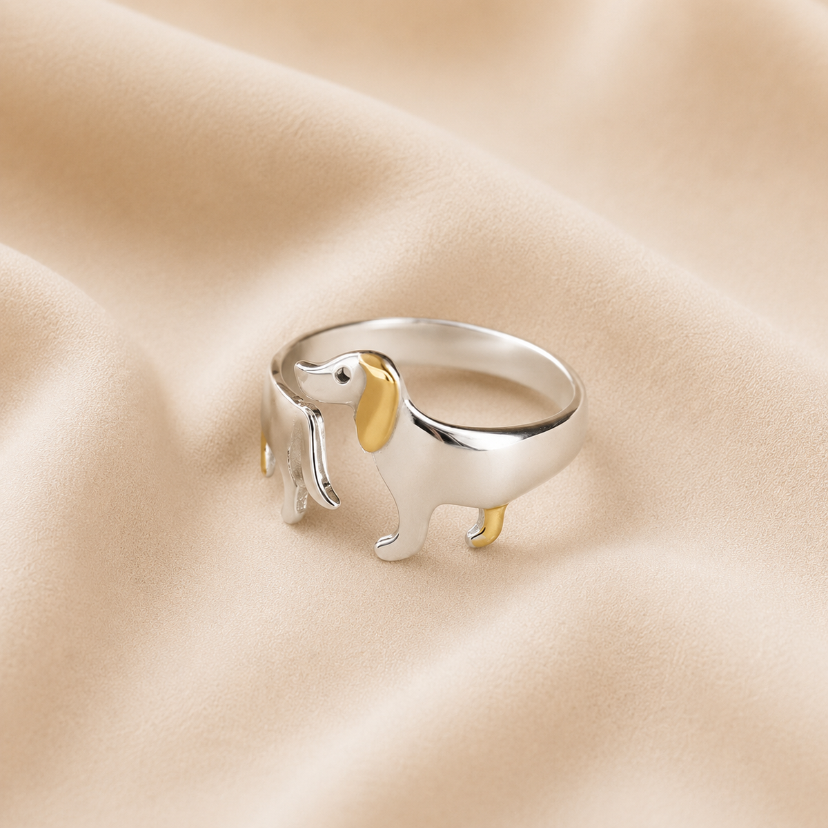 Imelda | Zilveren dachshund verstelbare ring