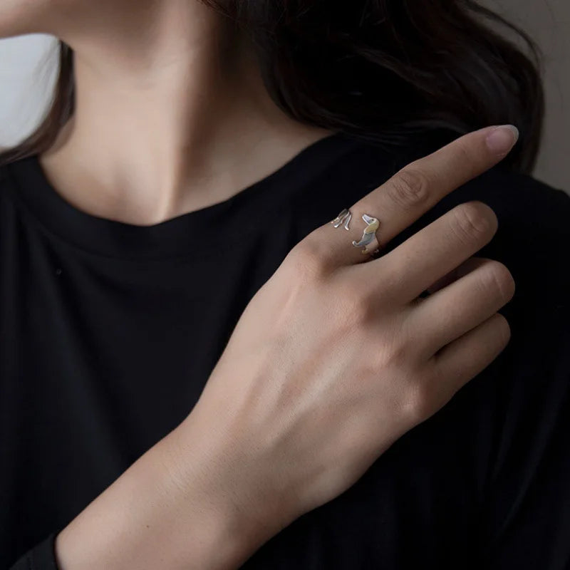 Imelda | Zilveren dachshund verstelbare ring