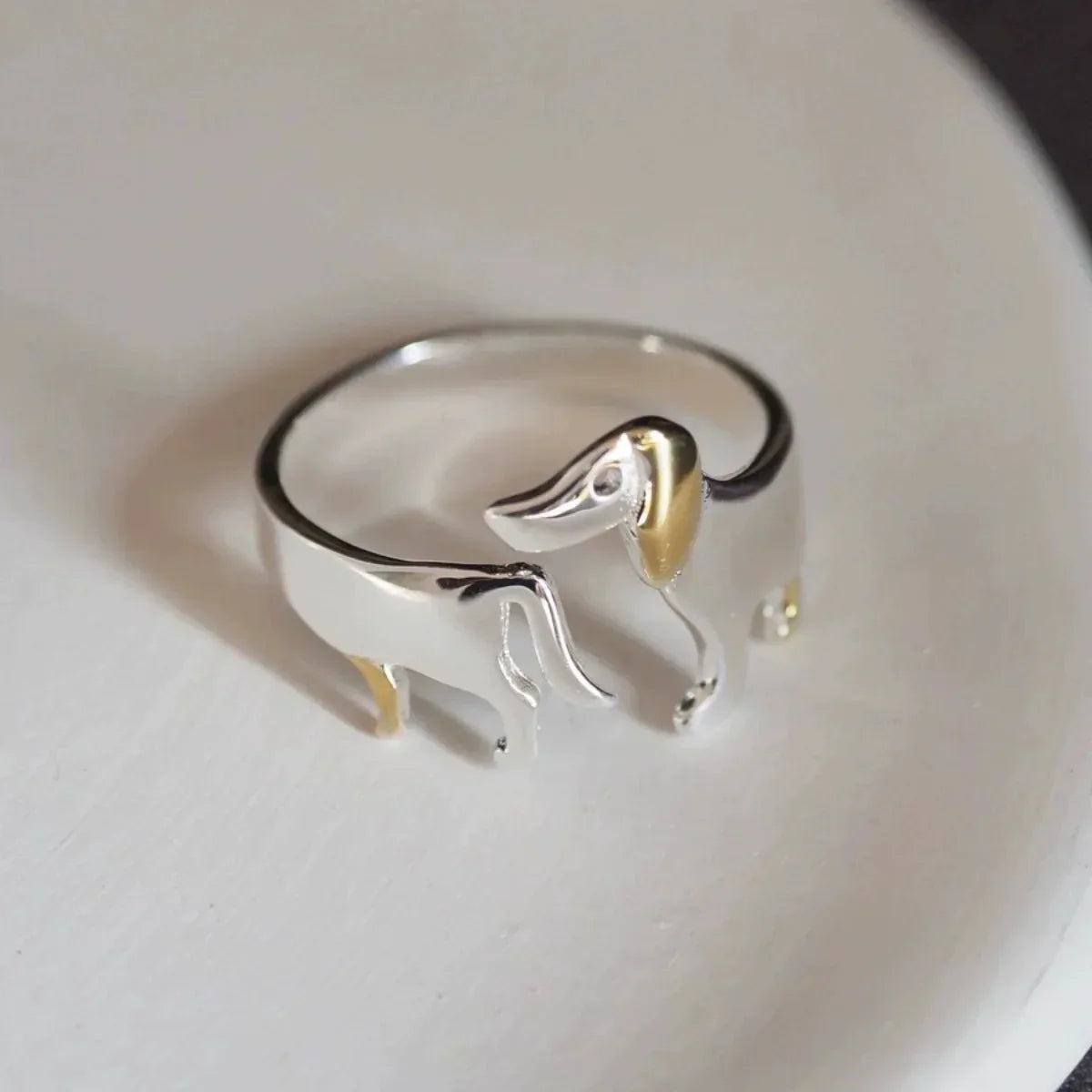 Imelda | Zilveren dachshund verstelbare ring