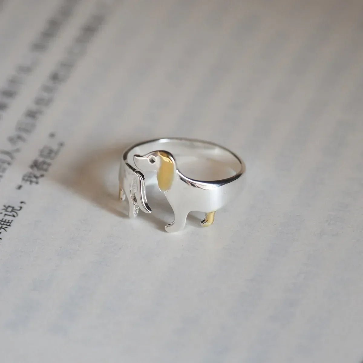 Imelda | Zilveren dachshund verstelbare ring