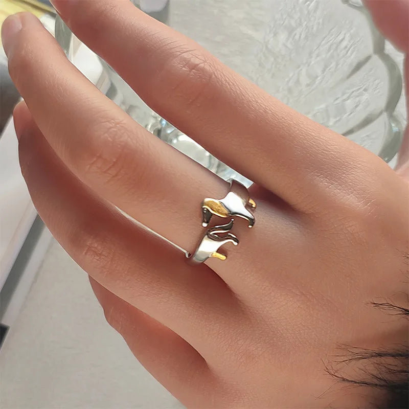 Imelda | Zilveren dachshund verstelbare ring