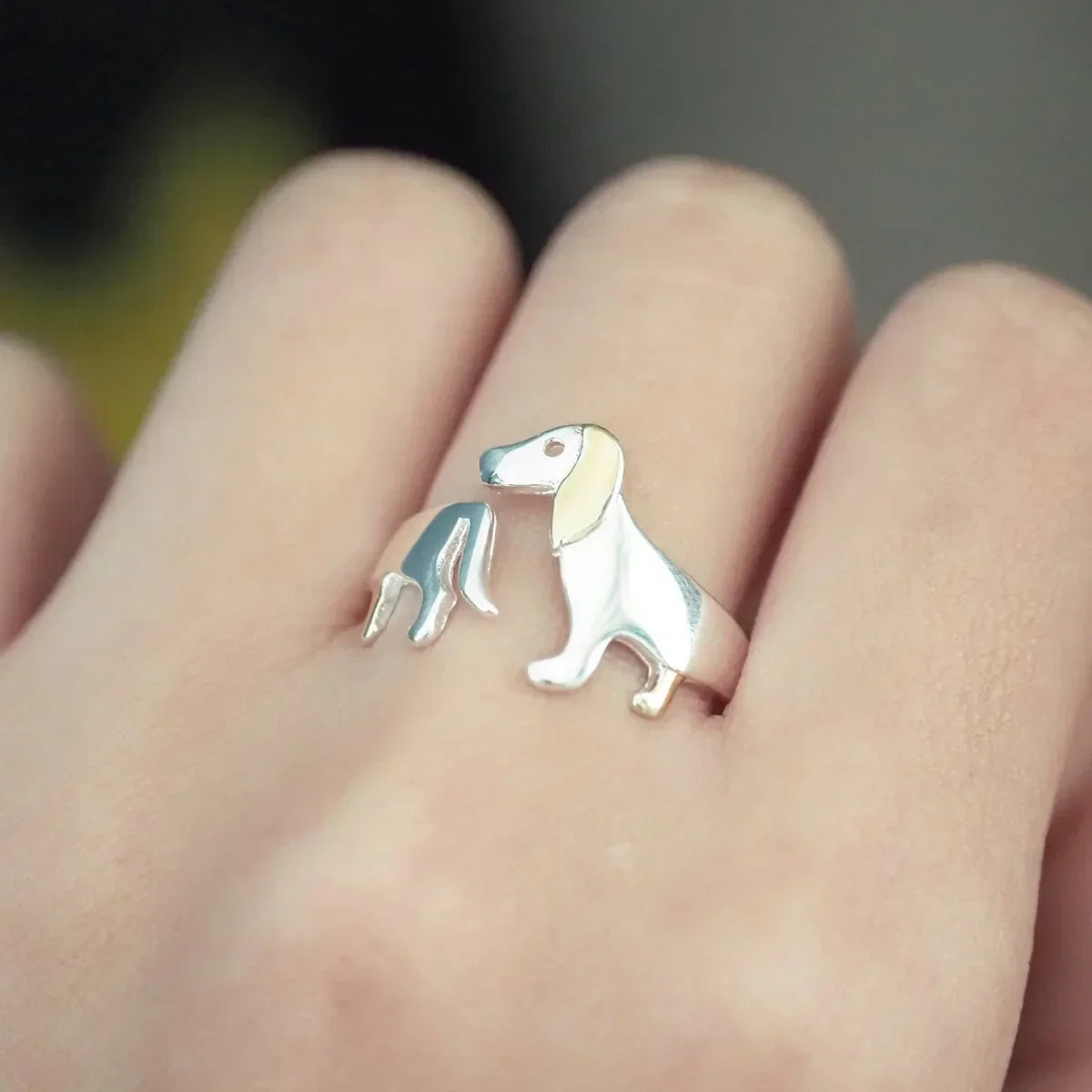 Imelda | Zilveren dachshund verstelbare ring