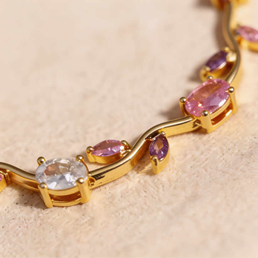Eszter | Delicate bloemenarmband met steentjes