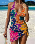 Fiesta – Grafische bloemen tankini met short, effect platte buik