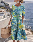Ilse | Lichte, losse midi-jurk met bloemenprint