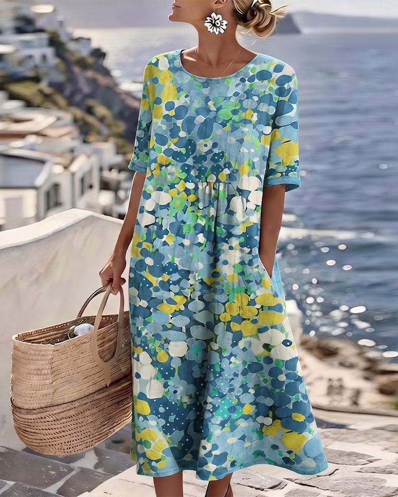 Ilse | Lichte, losse midi-jurk met bloemenprint