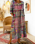 Manuela | Geprinte Jurk met Etnisch Patchwork