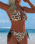 Bikini met Leopardenpatroon Halternek met Bandjes