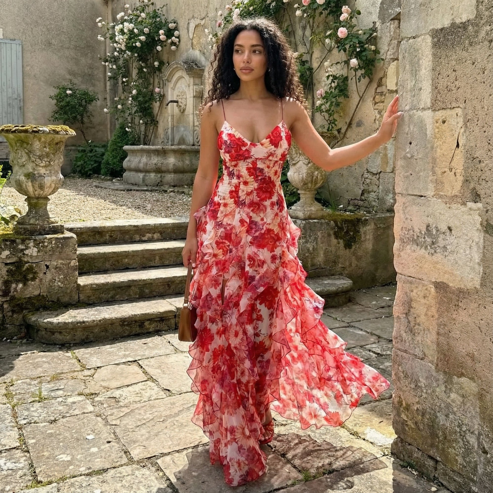 Cyranne - Maxi-jurk met bloemenprint en volants