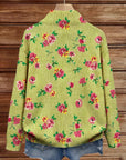 Constance™ | Roze Bloemen Lime Rits Cardigan