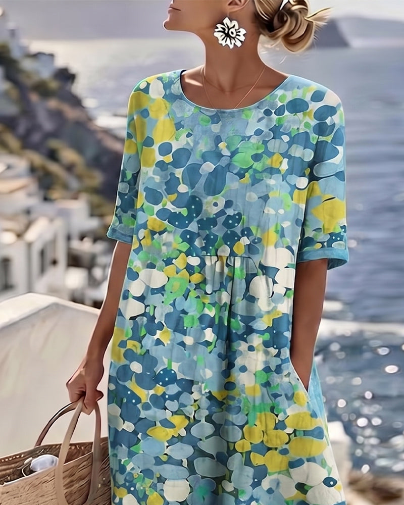 Ilse | Lichte, losse midi-jurk met bloemenprint