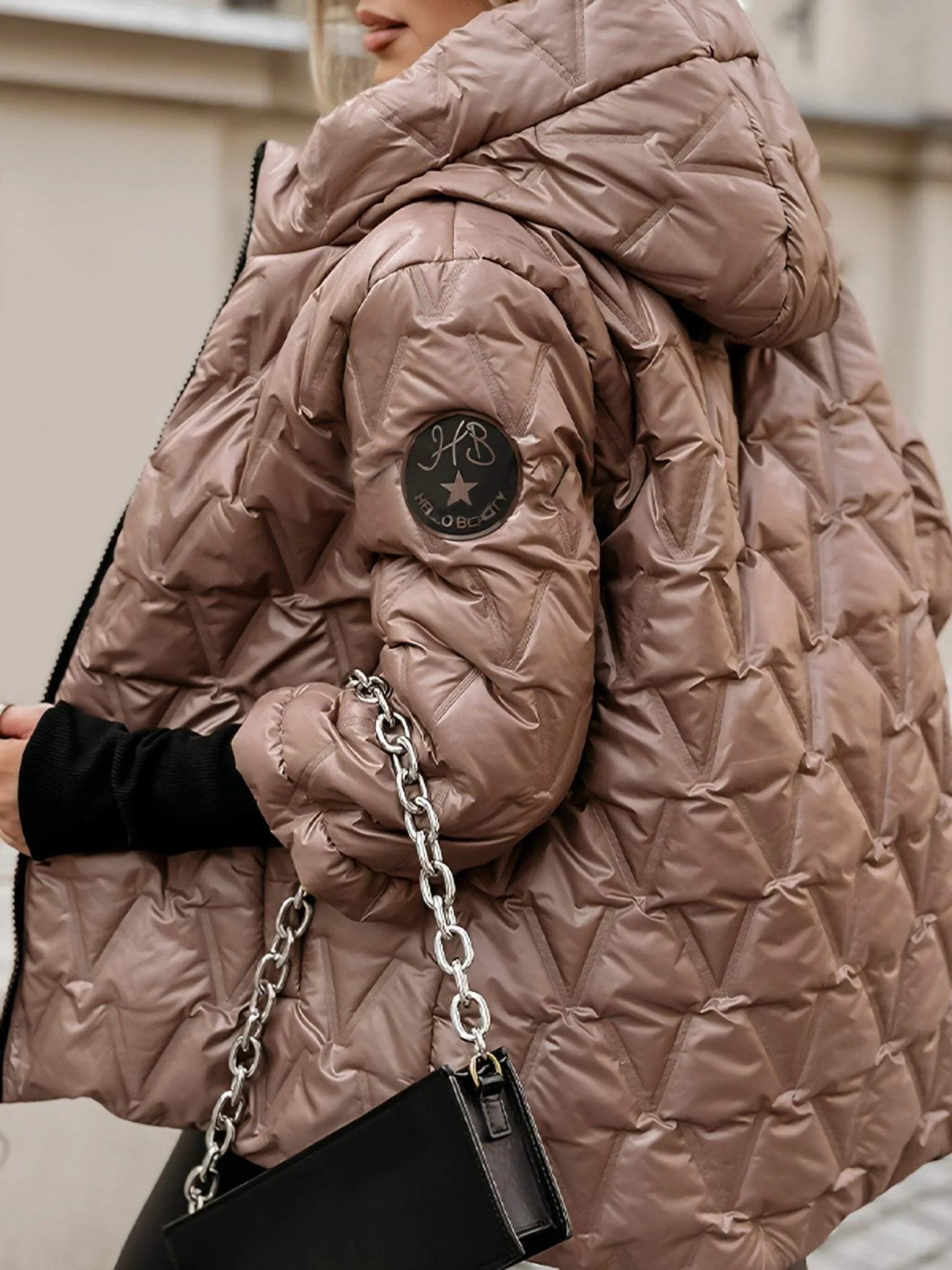 Lou | Jas met capuchon en diamanten patchwork