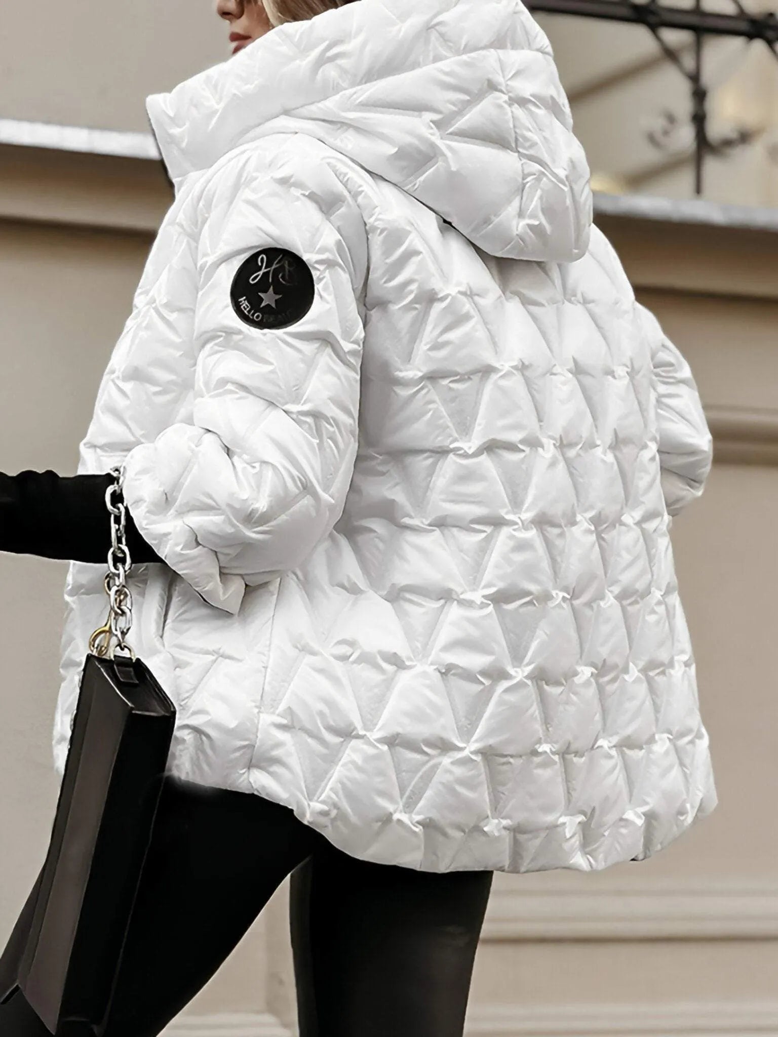 Lou | Jas met capuchon en diamanten patchwork