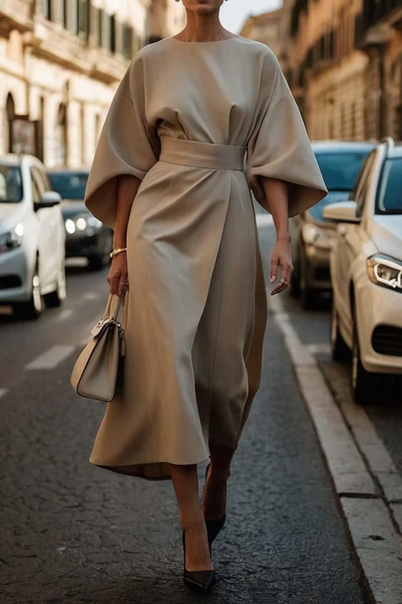 Elegante Effen Kleur Taille Jurk