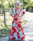 Corinne | Bloemenjurk met korte mouwen en V-hals