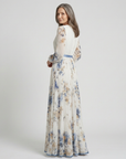 Lavinia | Maxi jurk met lange mouwen en V-hals met bloemenpatroon