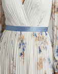 Lavinia | Maxi jurk met lange mouwen en V-hals met bloemenpatroon
