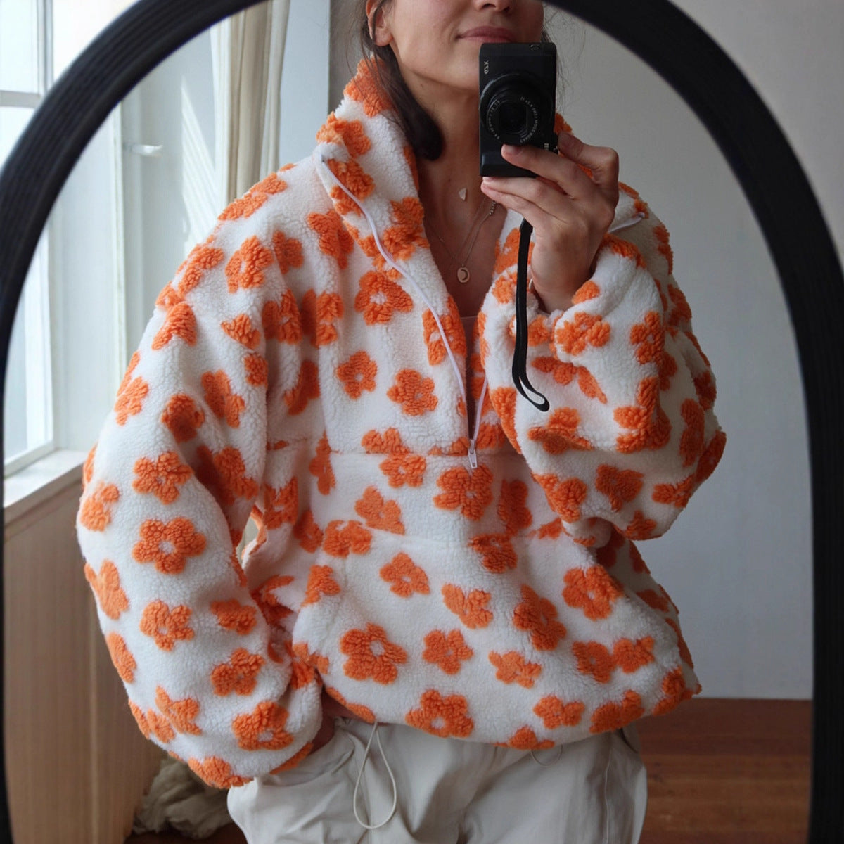 Marcia | Fleece Trui met Revers en Ritssluiting