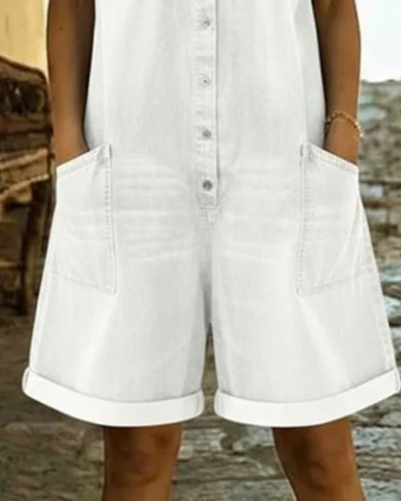 Tine | Spijkerjumpsuit met knoopsluiting aan de voorkant