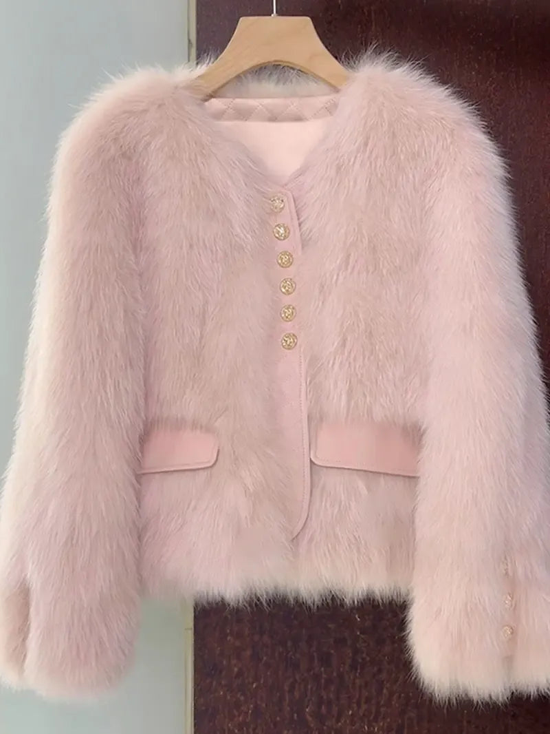 Franca | Fluffy korte jas met knopen