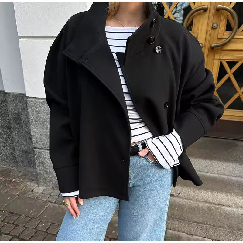 Idske | Oversized korte breasted jas