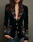 María | Geborduurd Blazer met Multicolor Bloemenprint