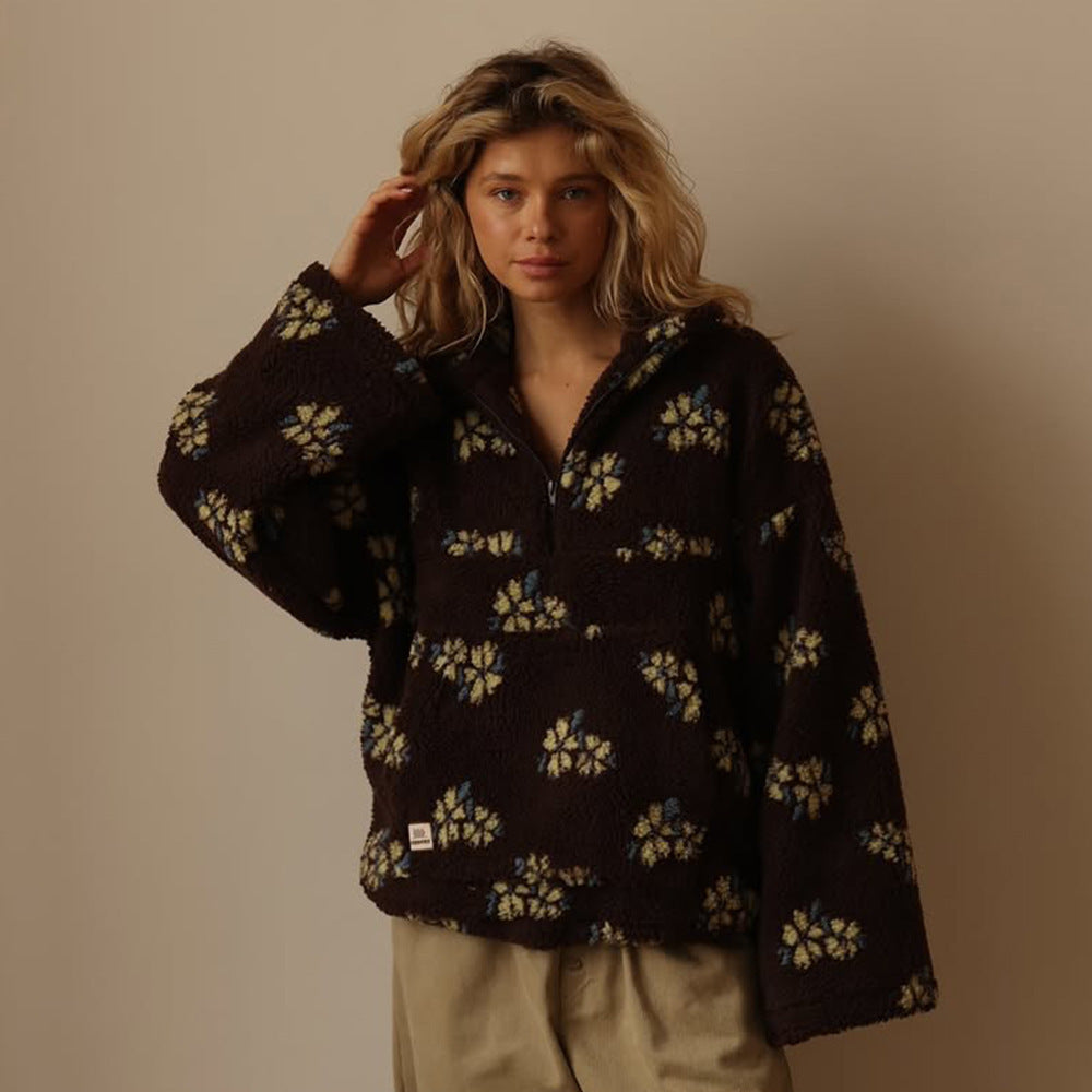Marcia | Fleece Trui met Revers en Ritssluiting
