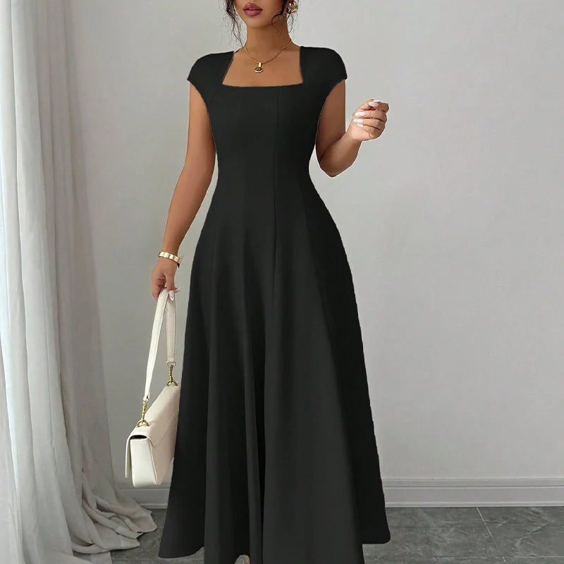 Feline | Elegante midi jurk vierkante hals