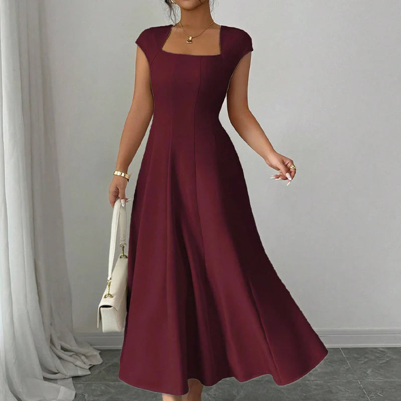 Feline | Elegante midi jurk vierkante hals