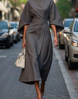 Elegante Effen Kleur Taille Jurk