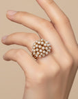 Elegante Ingelegde Parelen Gouden Ring