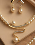 Elegante Natuurlijke Parel Halsketting Set