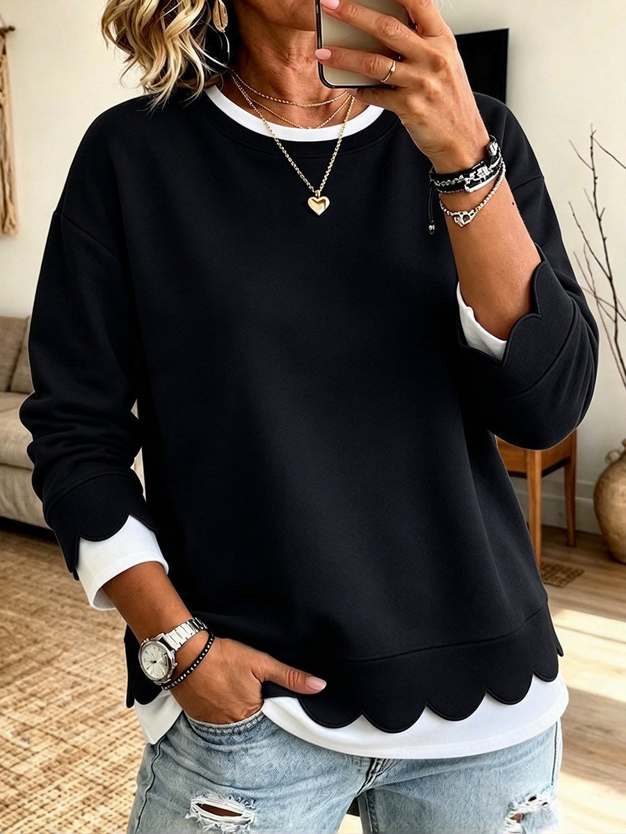 Alizee | Fijngebreide sweater met scalloped zoom Top