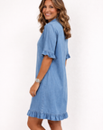 June - Blousejurk met knoopsluiting en volantzoom