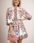 Romy - Elegante jurk met print en blousekraag
