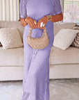 Elegante Boot Hals Hol Luchtige Tweedelige Jurk