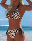 Bikini met Leopardenpatroon Halternek met Bandjes