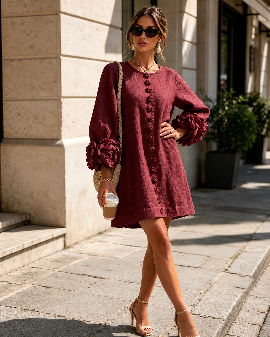 Liselot | Mini jurk met bloemenmouwen