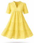 Fleur – Broderie Jurk met V-hals en A-lijn rok